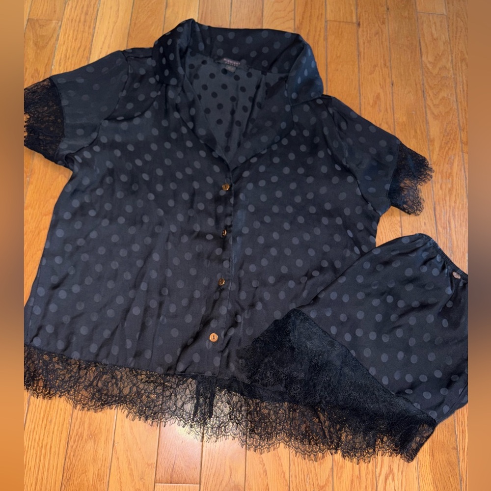 Midnight Bakery Black Silky Pajama 2 Piece Set